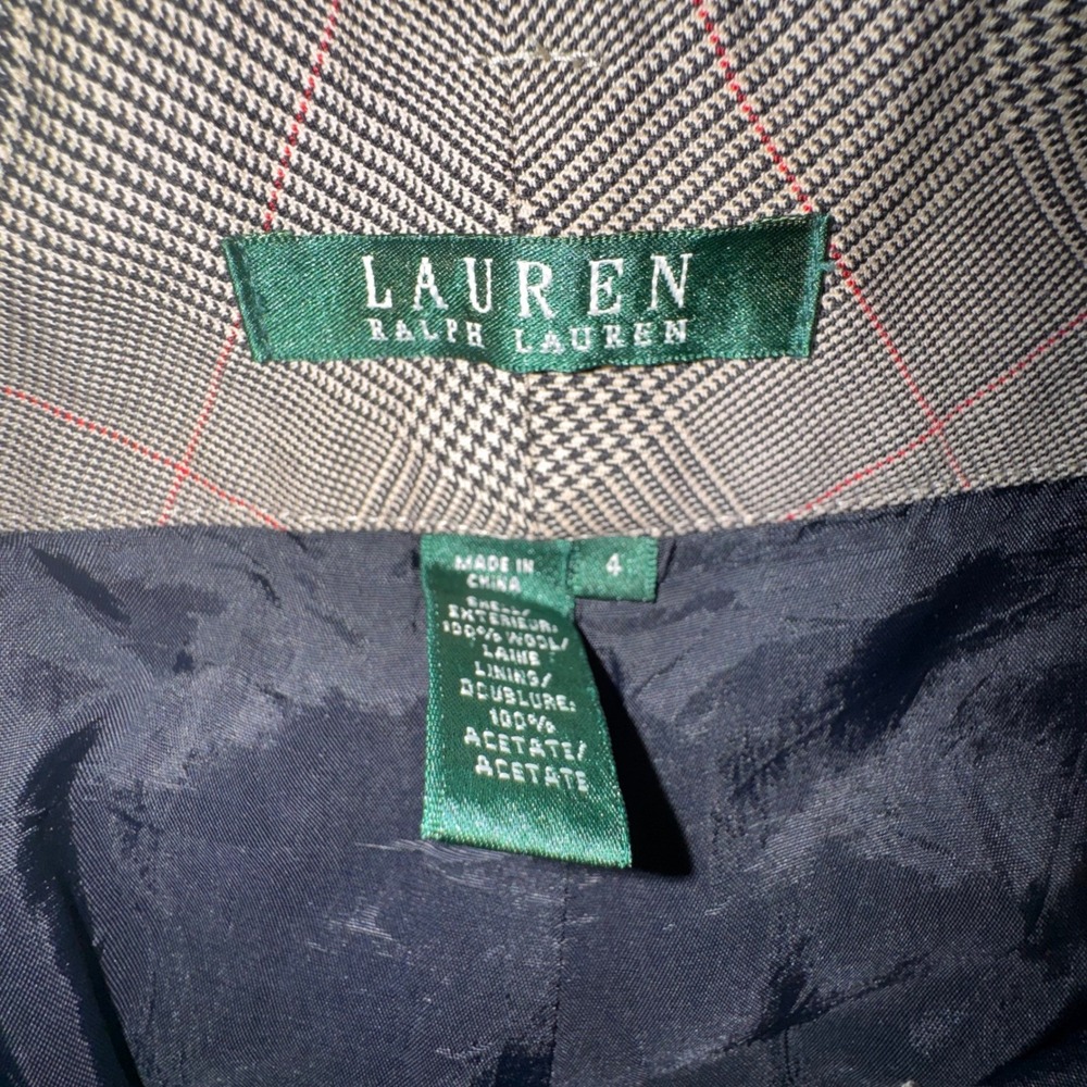 Ralph Lauren LRL Women's 4 Houndstooth Wide Leg Pants‎ Brown Red Wool Equestrian - Picture 9 of 13